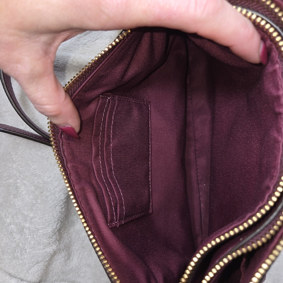 Coach Mia Crossbody Pebbled Leather Bag in Dark Berry Burgundy EUC Auth. F76645 - Picture 6 of 15